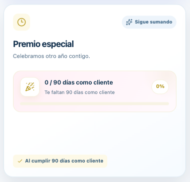 Programa real de Vuelve: premio especial después de 90 días como cliente