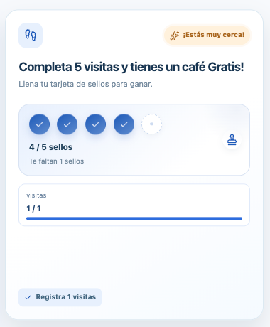 Programa real de Vuelve: completar cinco visitas para ganar un café