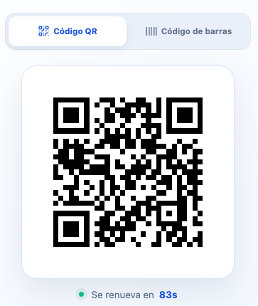 Captura real de la pantalla de código QR de Vuelve